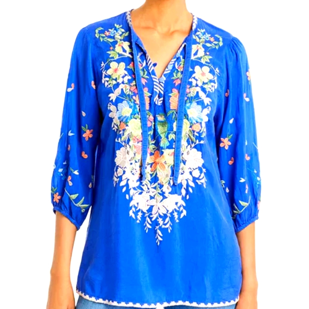 Johnny Was Taifa Embroidered Blouse